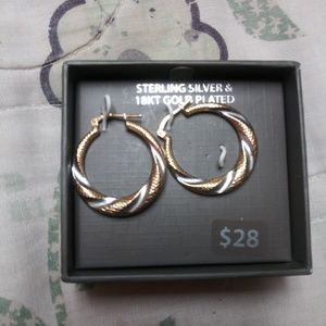 18k gold plated and silver clasp hoop earrings